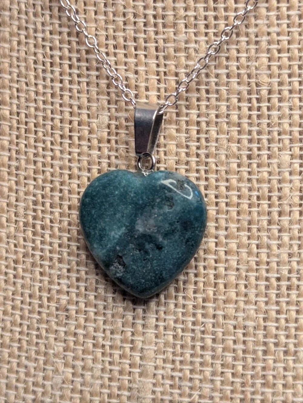 Blue‑Green Agate Heart Pendant • 18